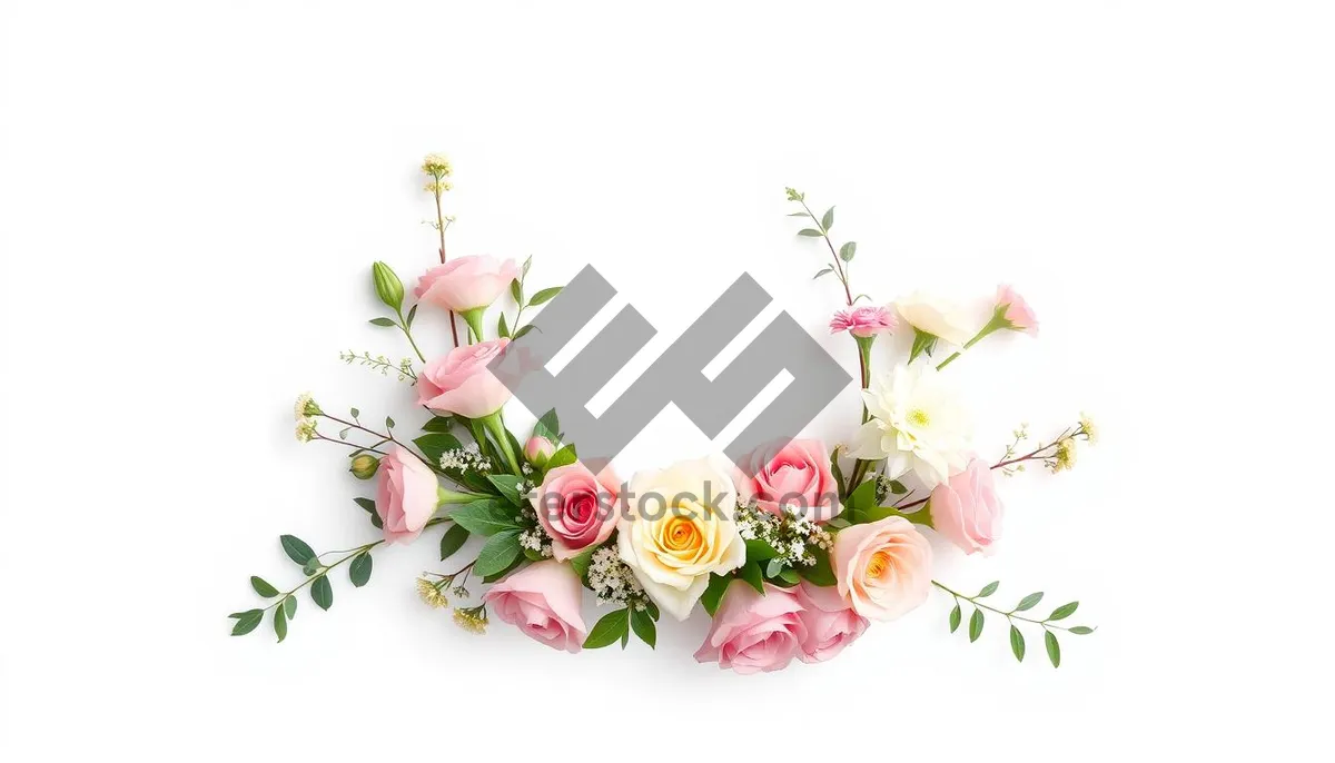 Picture of Floral Silhouette Design with Pink Swirls and Leaves