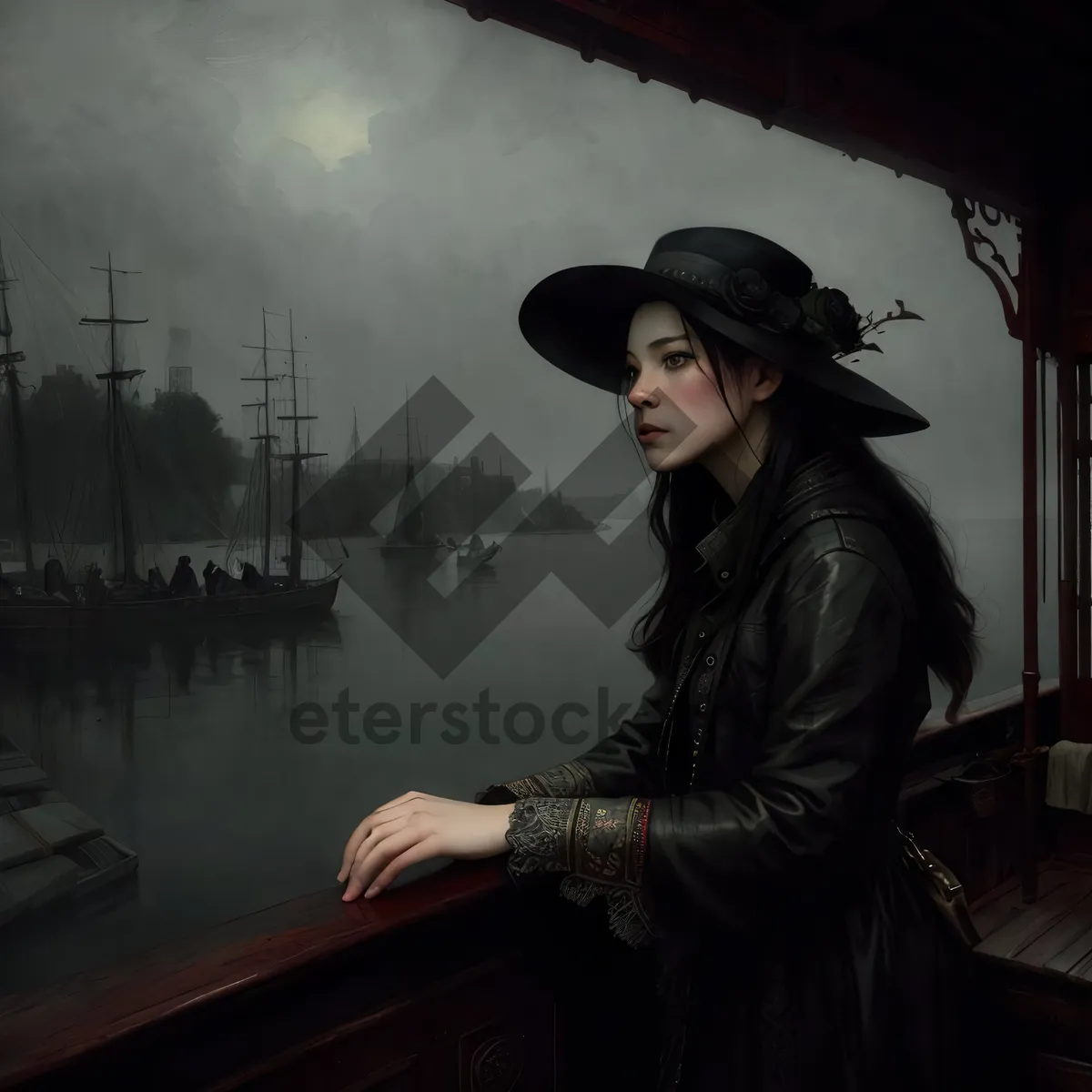 Picture of Attractive brunette lady with a stylish hat smiling.