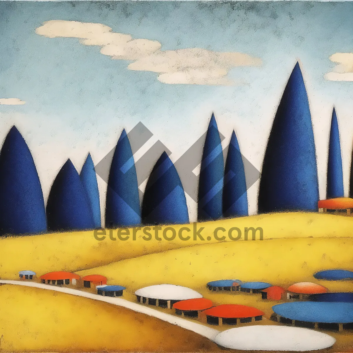 Picture of Colorful art supplies on wooden desk in office.