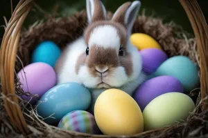 Colorful Easter Egg Decoration on Table for Holiday Celebration