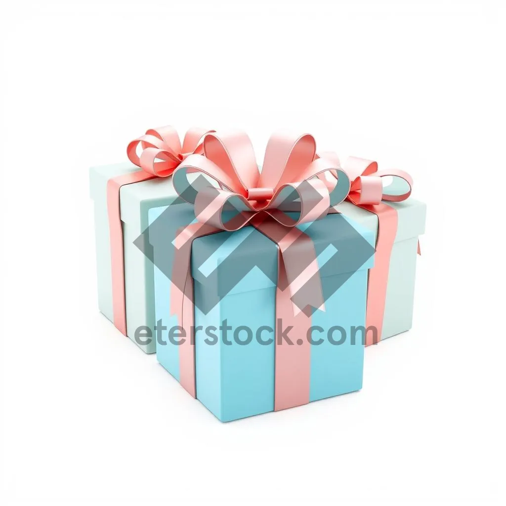 Picture of 3D shiny gift box with ribbon and bow