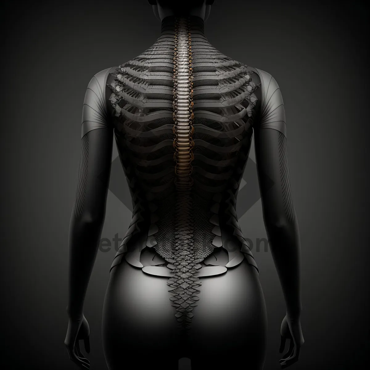 Picture of Male skeletal system with transparent anatomical 3D representation