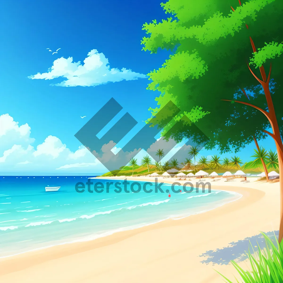 Picture of Serene Seascape: Beach Bliss under Turquoise Skies