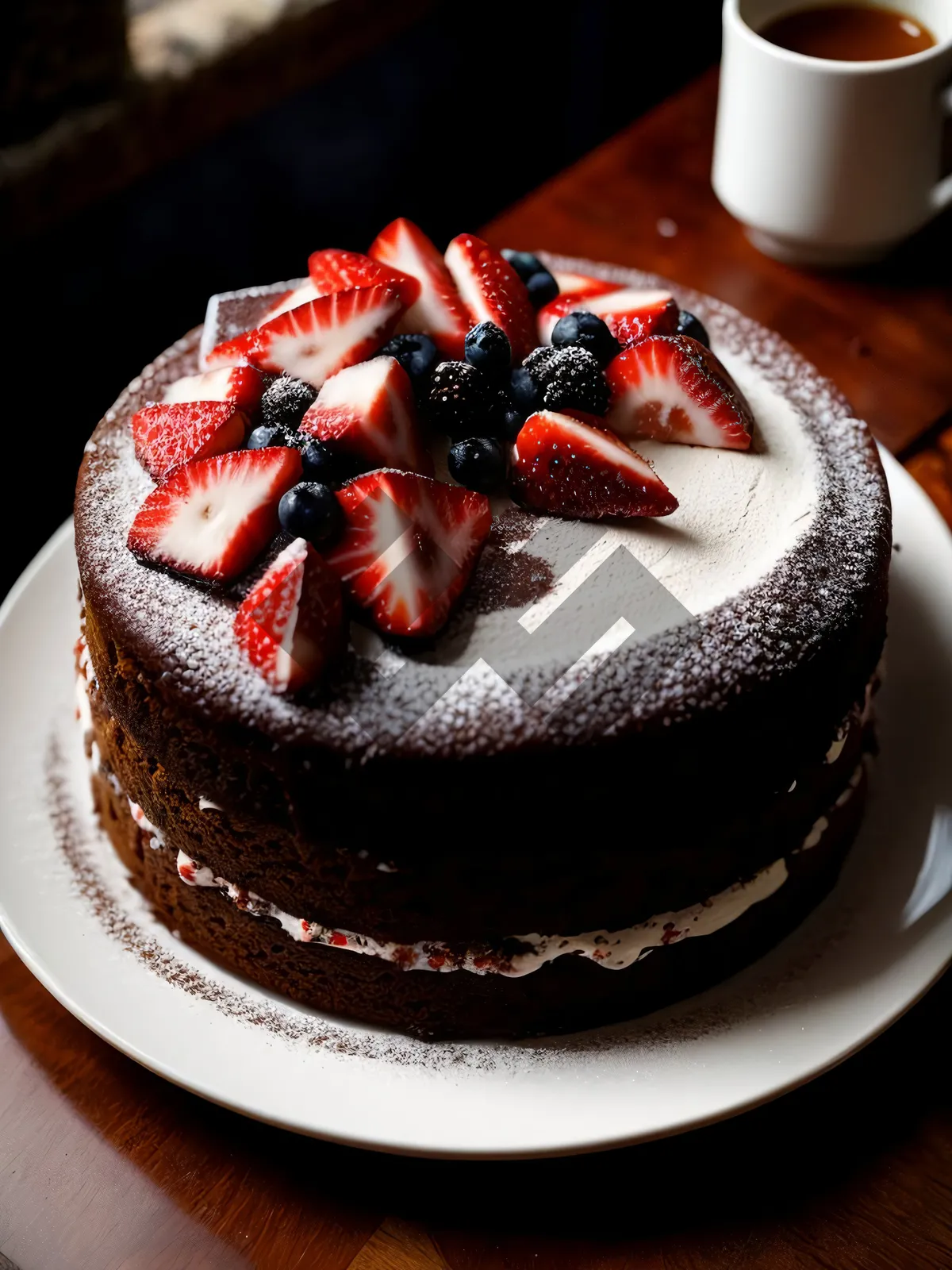 Picture of Tempting Berry Chocolate Cake with Fresh Mint
