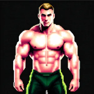 Muscular Male Wrestler: Strength and Power