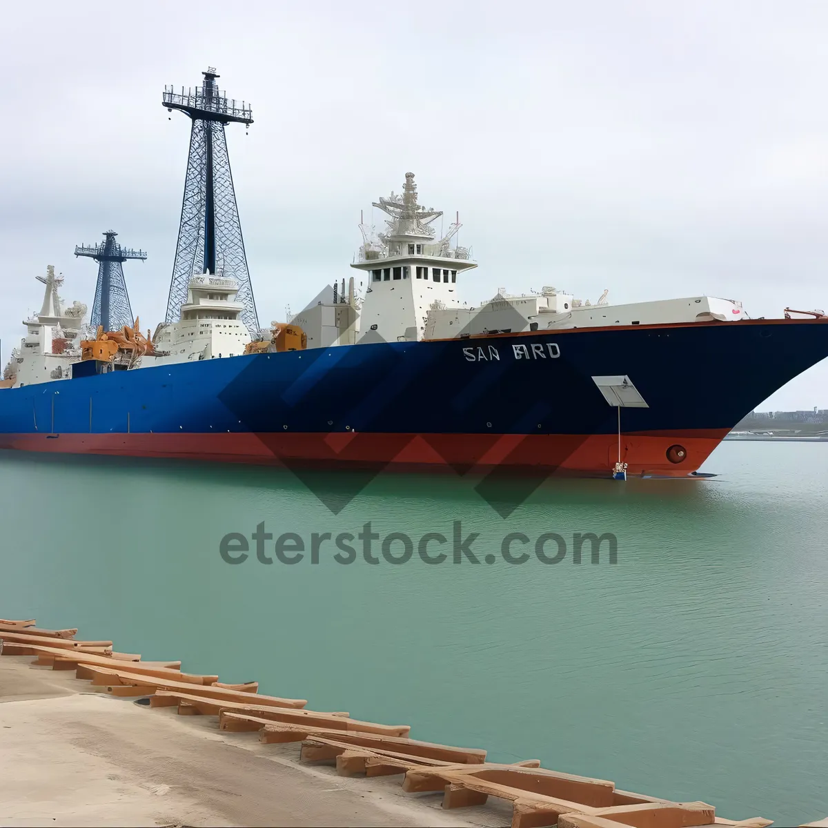 Picture of Busy Cargo Ship Loading at Port