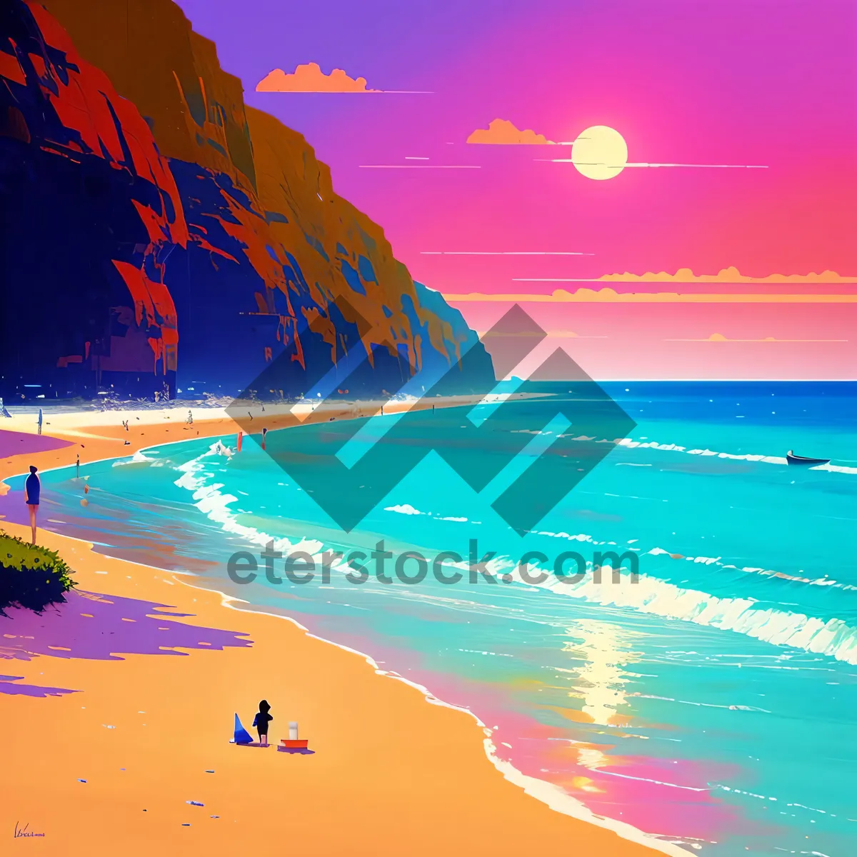 Picture of Serenity by the Seashore: A Captivating Sunset over the Ocean