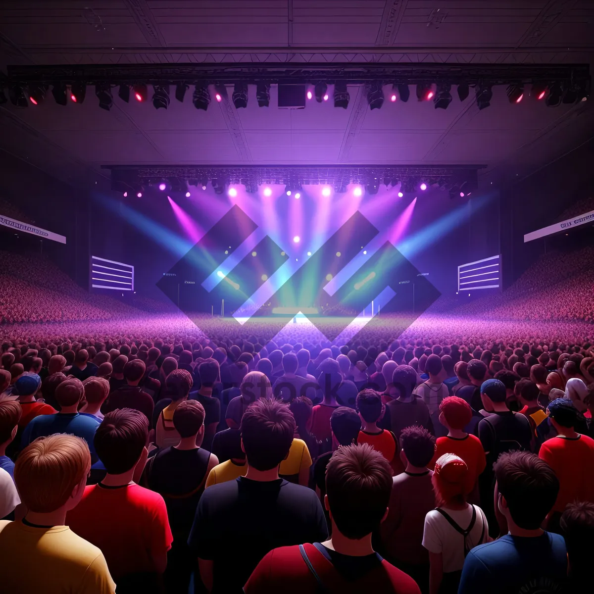 Picture of Vibrant Stage Lights Illuminate Dancing Crowd