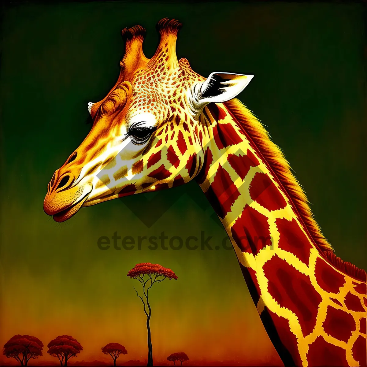 Picture of Majestic Giraffe Amongst African Wildlife