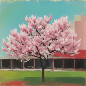 Pink Magnolia Blossom in Garden