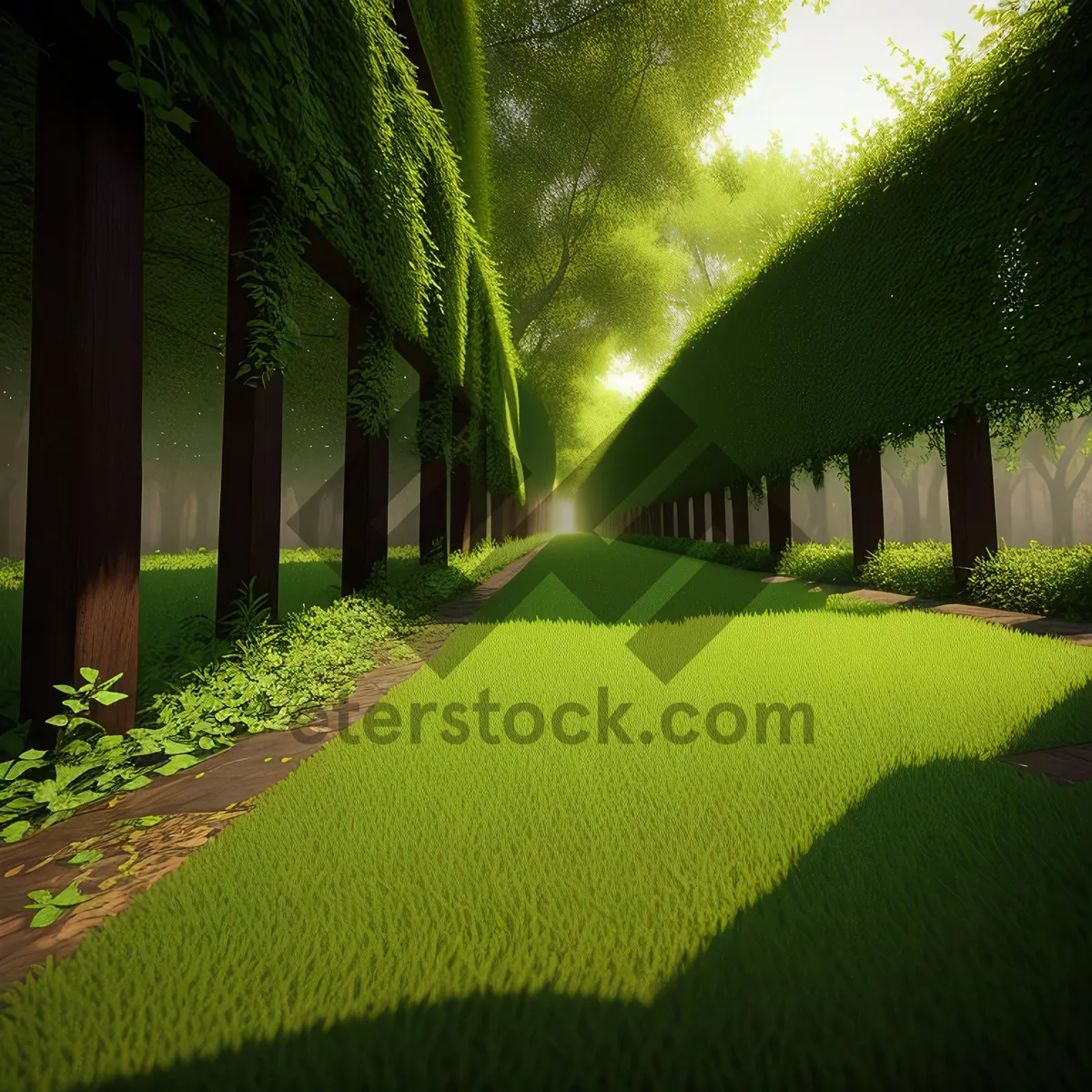 Picture of Serene Forest Pathway Under Summer's Sunlight