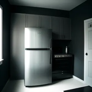 Modern White Refrigerator in Stylish Kitchen Interior