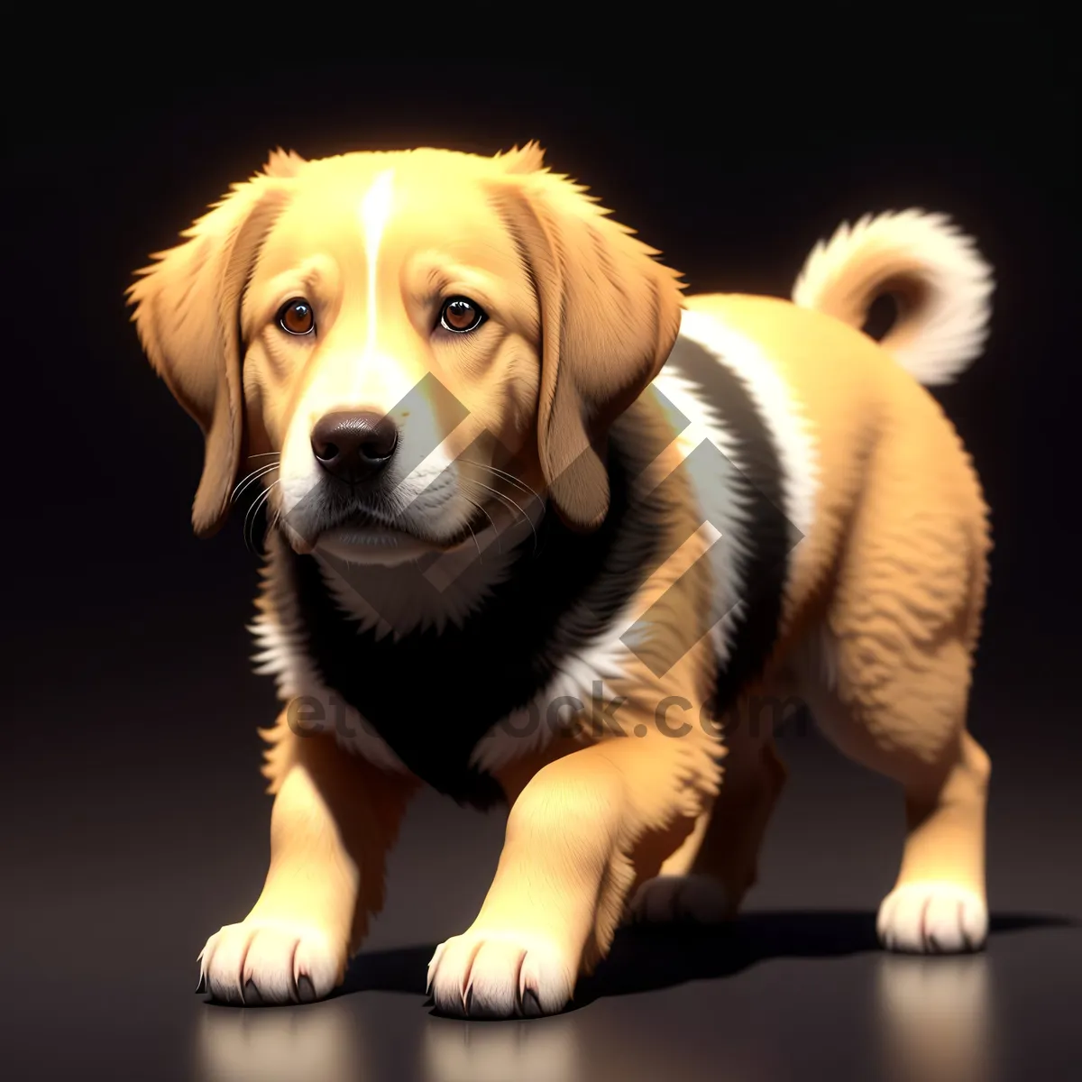 Picture of Golden Retriever Puppy: Adorable Canine Friend in Studio Portrait