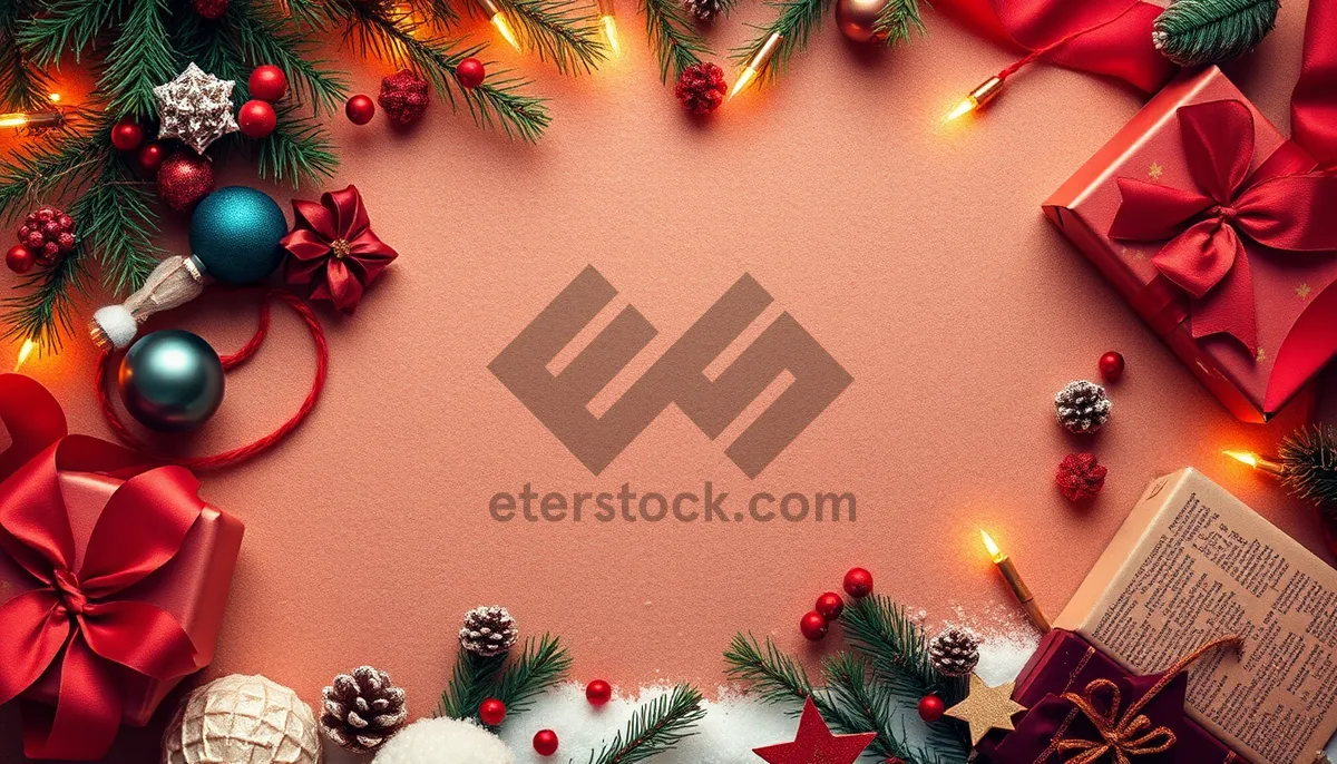 Picture of Festive holiday tree with decorations, flowers, and gifts.