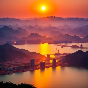 Vivid Sunset Reflecting on Calm Ocean Waters