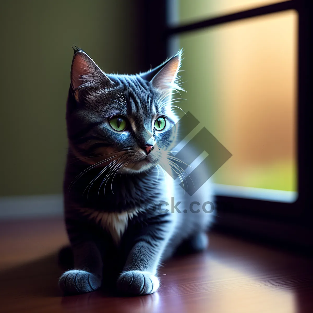 Picture of Furry Friend with Playful Eyes on Windowsill