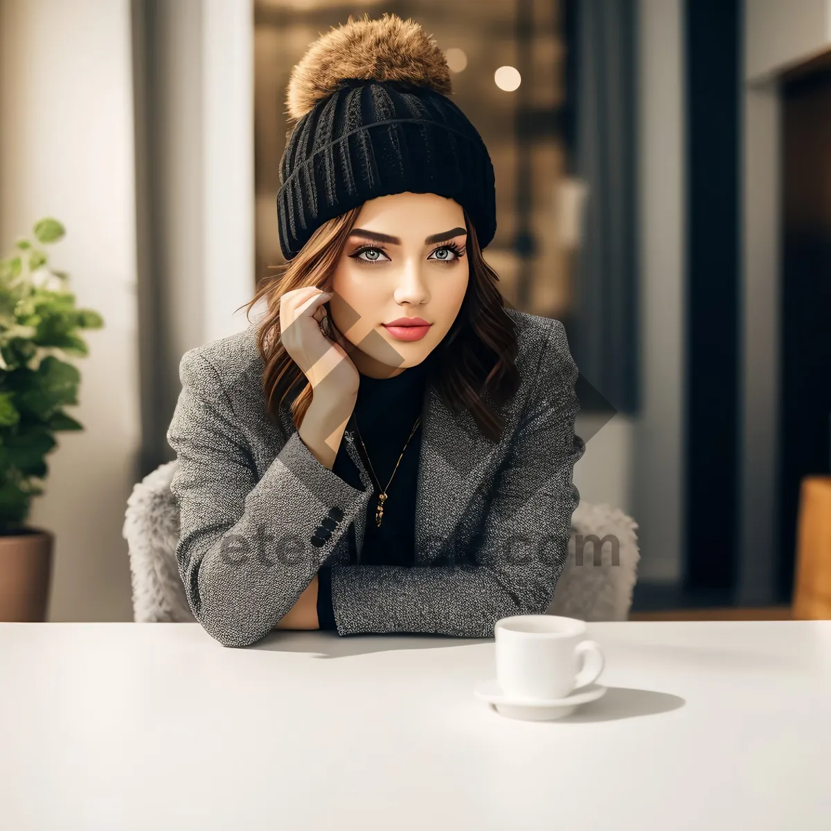 Picture of Happy businesswoman smiling with laptop in office setting