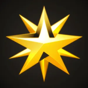 Gold Star Symbol with 3D Lightning Design