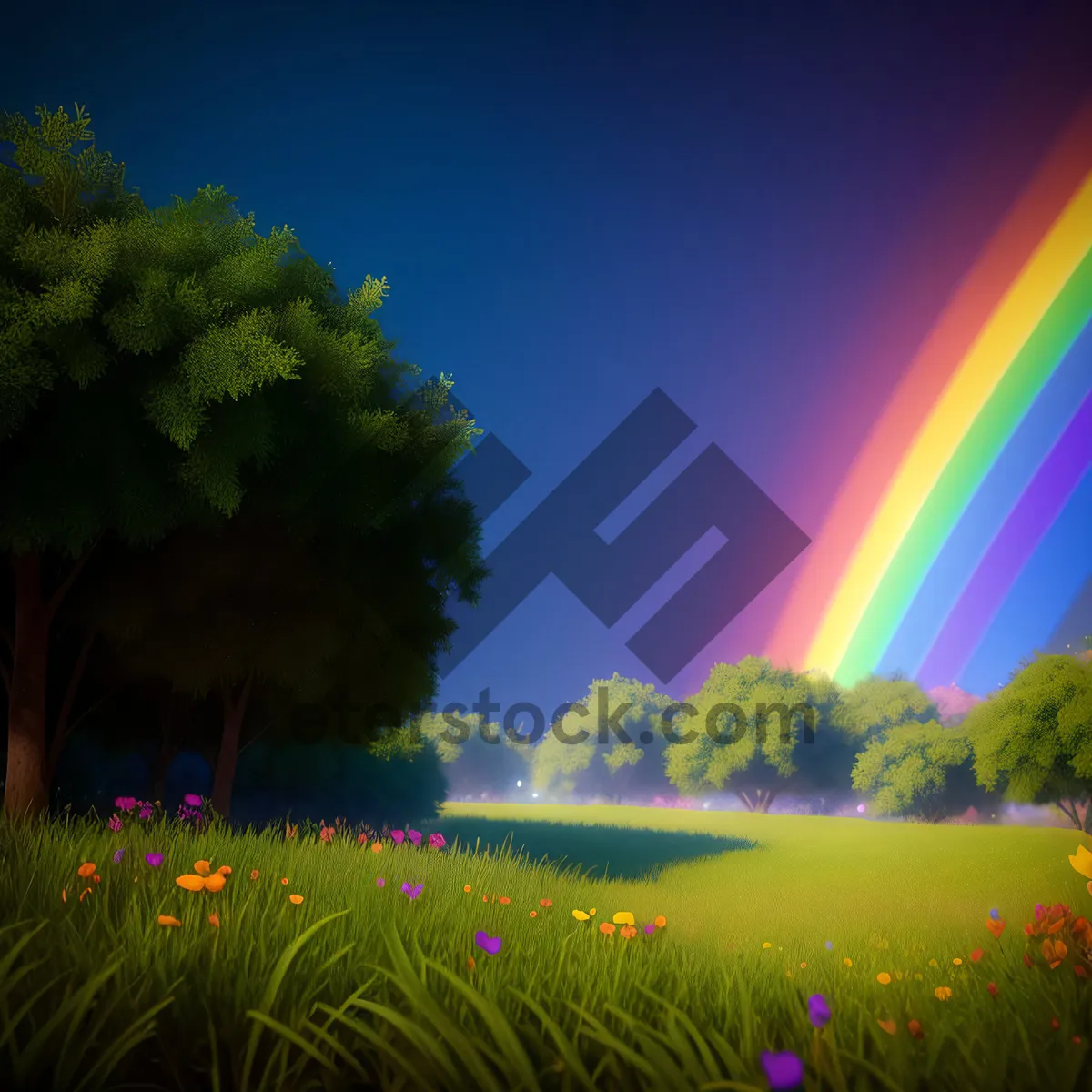 Picture of Vibrant Sky Over Lush Meadow