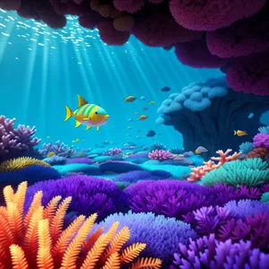 Colorful Coral Ridge: Underwater Graphic Art with Textured Patterns