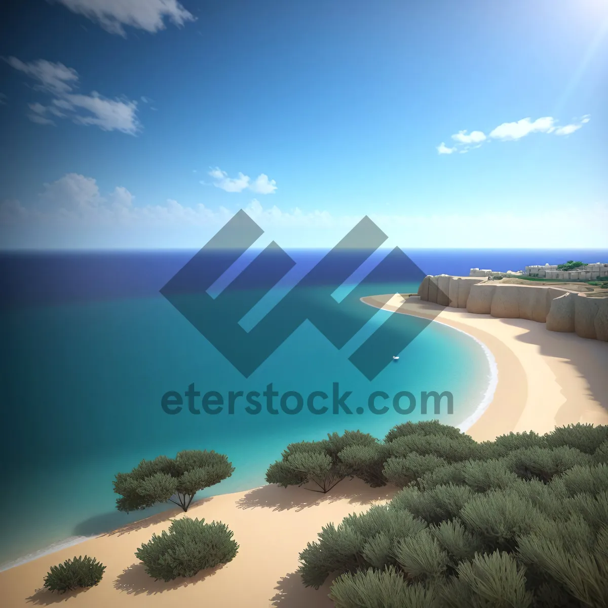 Picture of Sunset Paradise: Tranquil Beachscape with Turquoise Waves