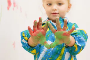 Colorful Smiling Boy Cheering with Joy