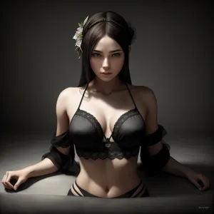 Sexy black lingerie model showcasing sensuality