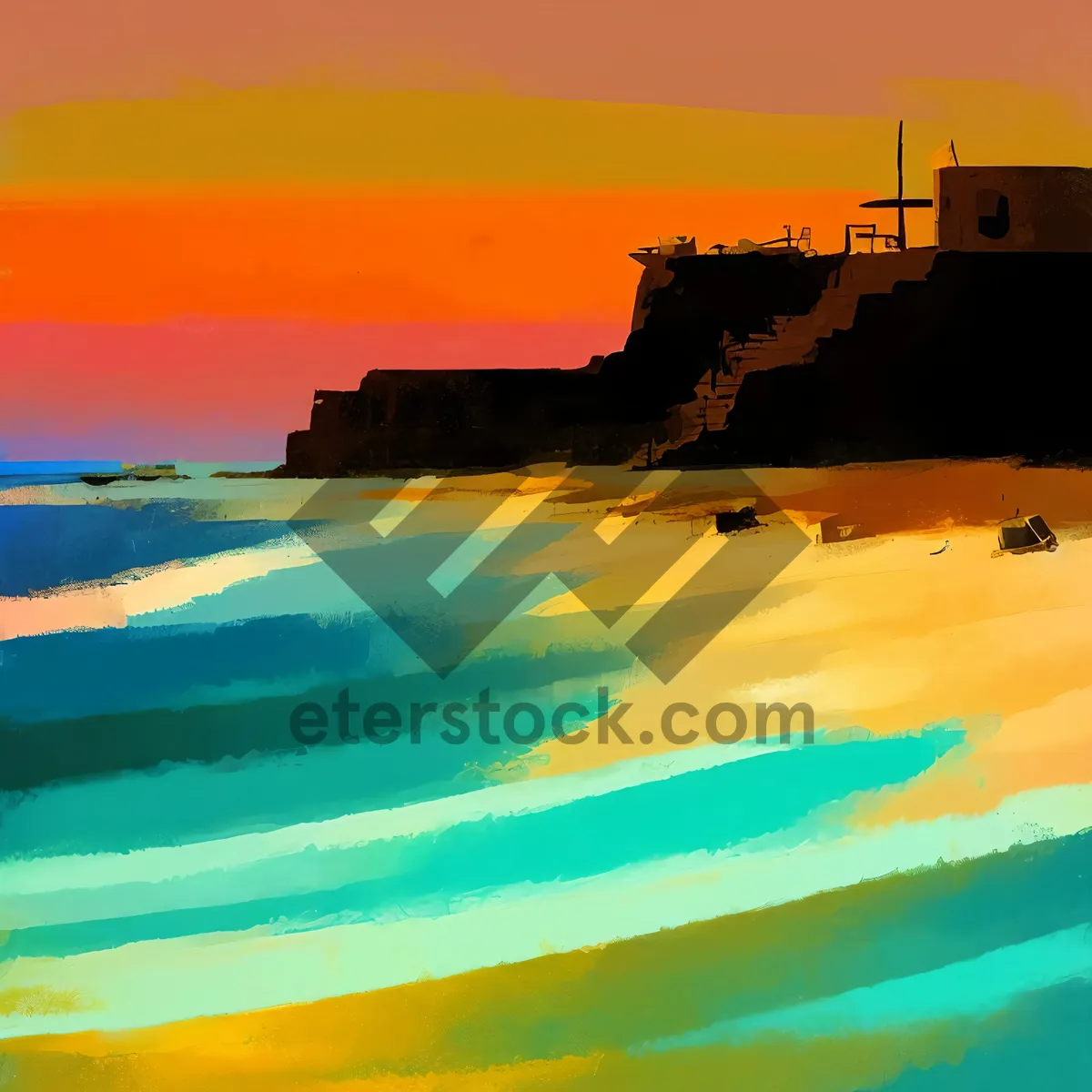 Picture of Golden Horizon: Captivating Sunset Over Tropical Beach