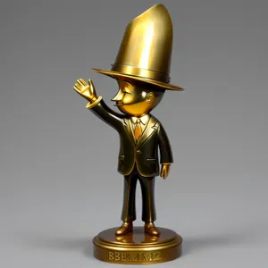 Golden Chess Figure in 3D