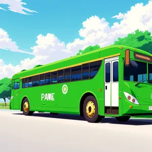 Public Transport Shuttle Bus on the Road