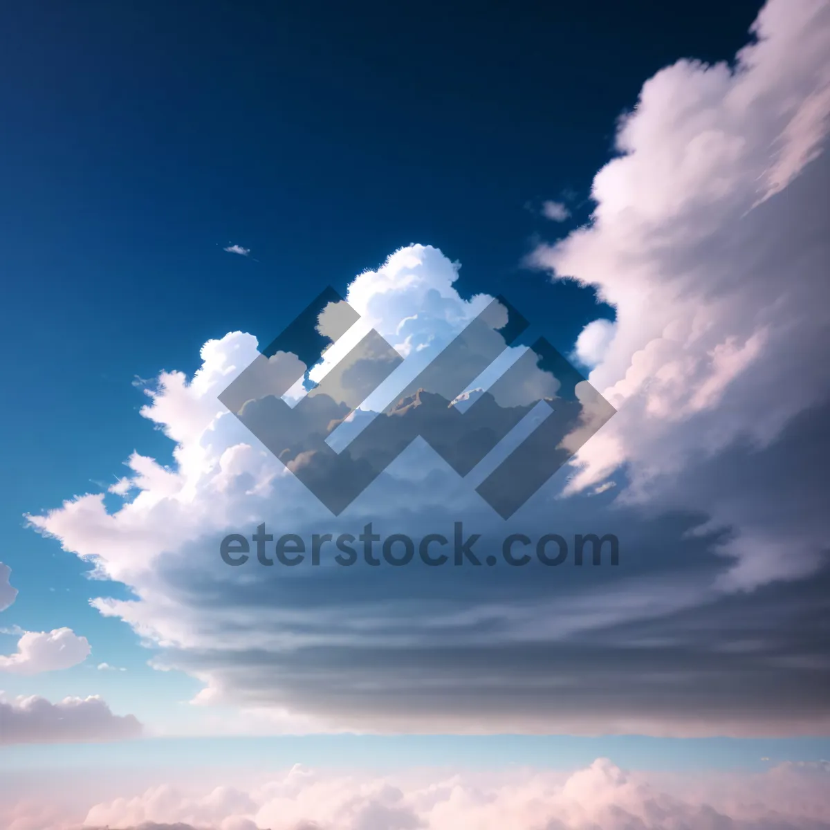 Picture of Vibrant Sky with Fluffy Clouds and Sunlight