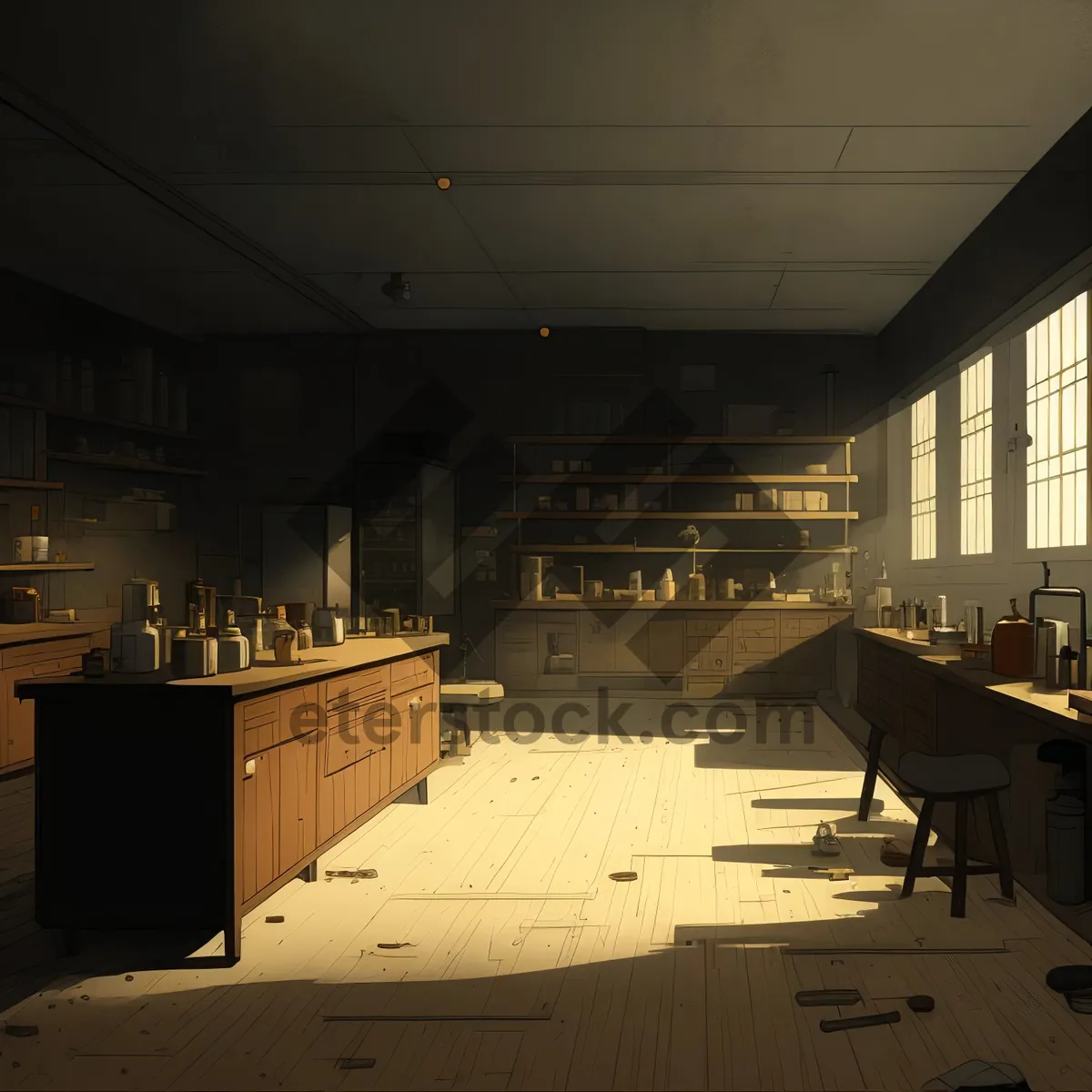 Picture of Modern office building interior design with city view