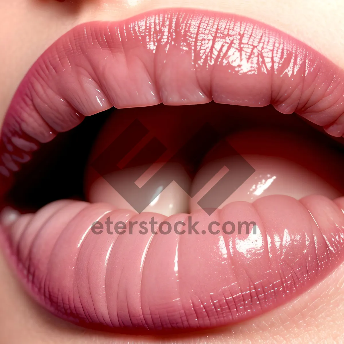 Picture of Healthy hand with glamorous lipstick close-up