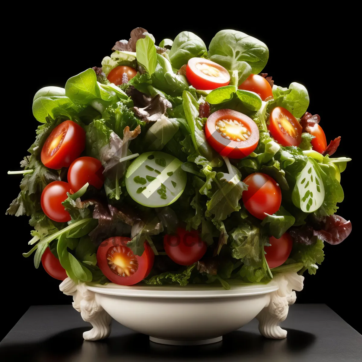 Picture of Fresh Organic Vegetable Salad with Tomatoes and Cucumbers