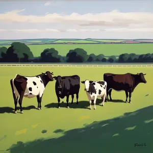 Cows Grazing in Rural Pasture