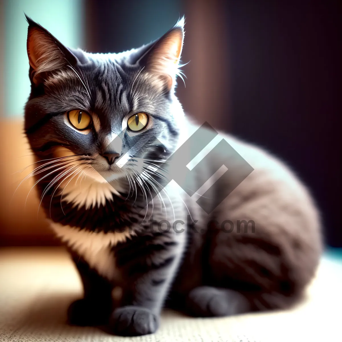 Picture of Cute and Curious Tabby Kitten with Adorable Whiskers