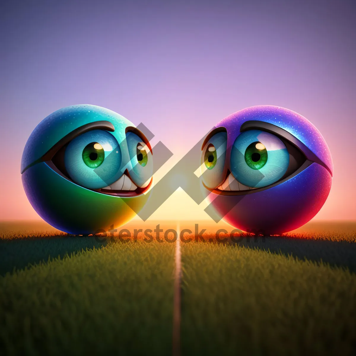 Picture of Colorful Cartoon Eyebrow Ball Symbol