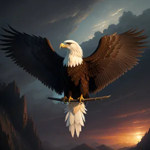 Majestic Bald Eagle Soaring Through Blue Sky