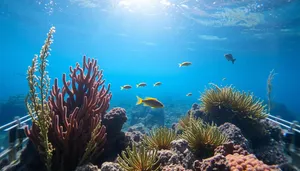 Colorful Tropical Fish in Sunlit Coral Reef Community