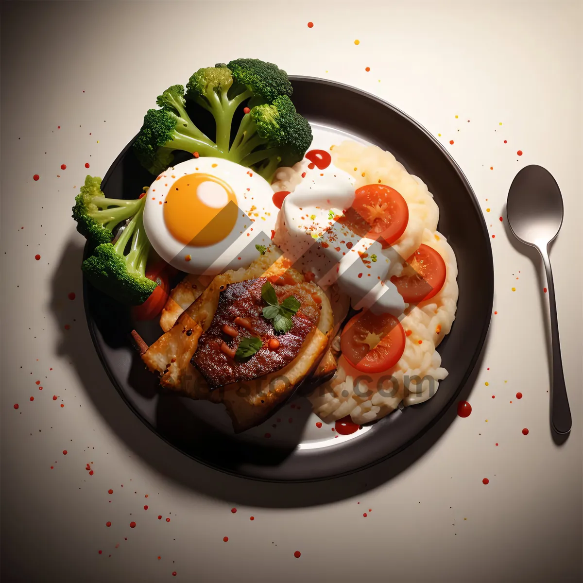 Picture of Healthy Salad Plate with Fresh Vegetables and Nutrient-Packed Sauce