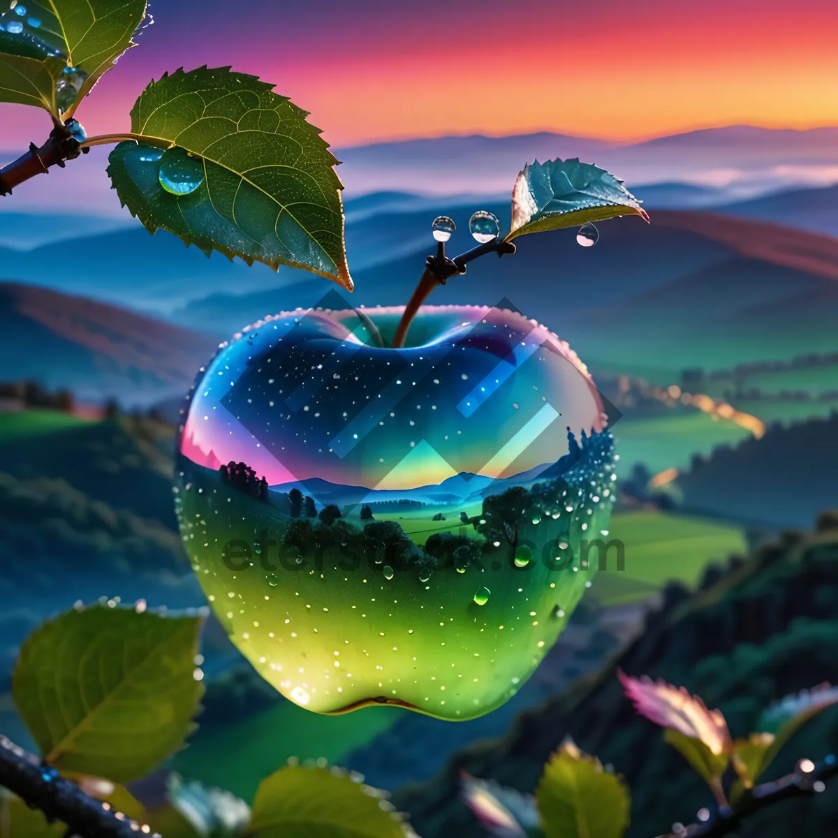 Picture of Fresh and delicious organic apple from healthy grove