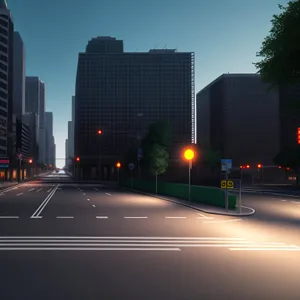 Downtown Skyline at Night: Vibrant Urban Intersection