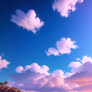 Vibrant Summer Sky with Fluffy Clouds