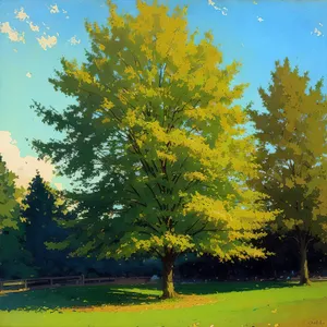 Autumn Landscape with Vibrant Poplar Trees and Yellow Leaves
