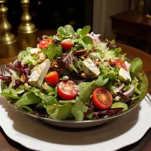 Delicious plate of fresh and healthy vegetable salad