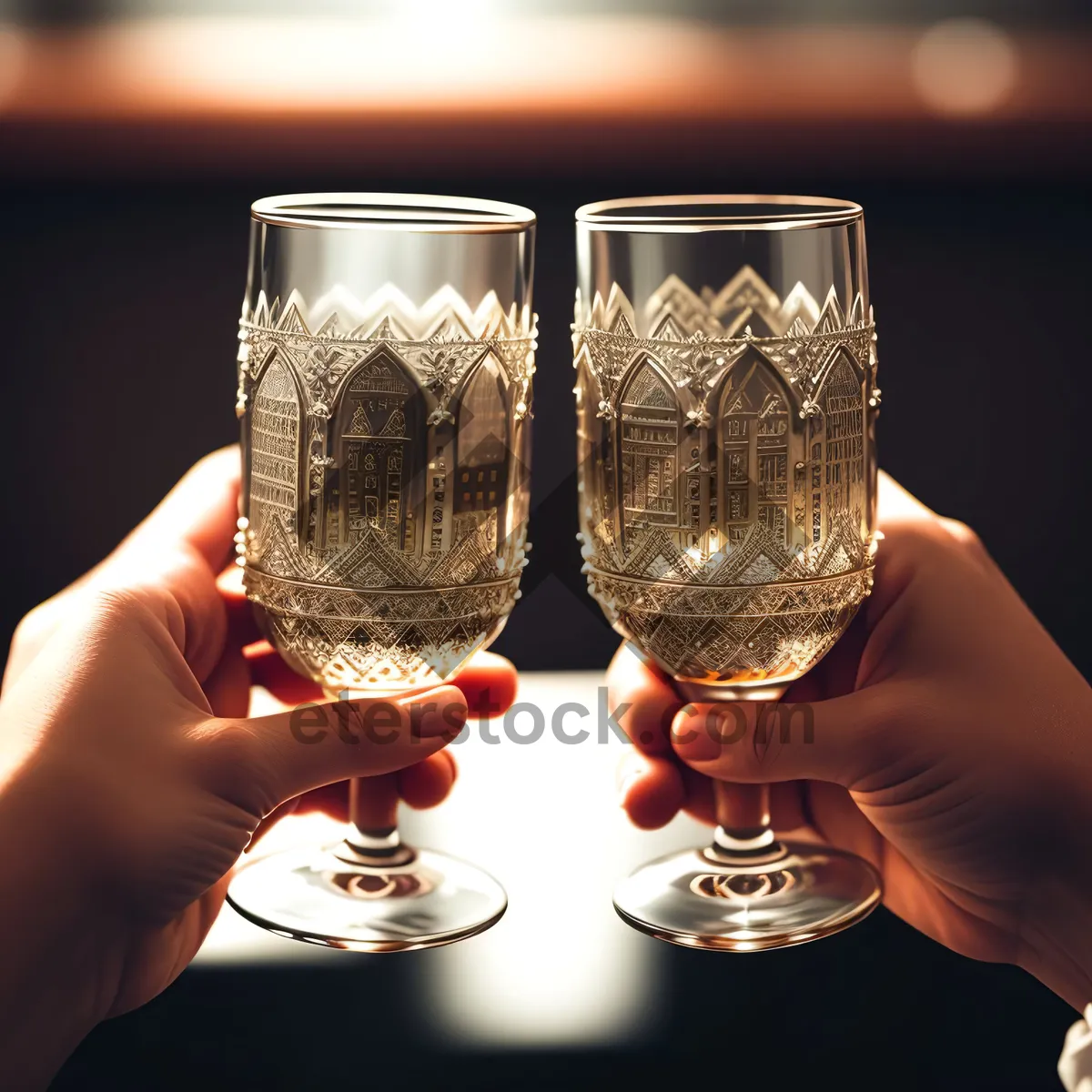 Picture of Elegant New Year's Eve Wine Toast at Luxury Table