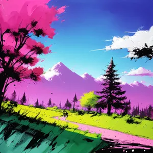 Scenic Summer Countryside Landscape with Bright Sky