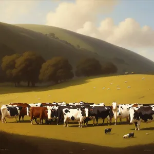 Idyllic Dairy Cows Grazing on a Rural Meadow