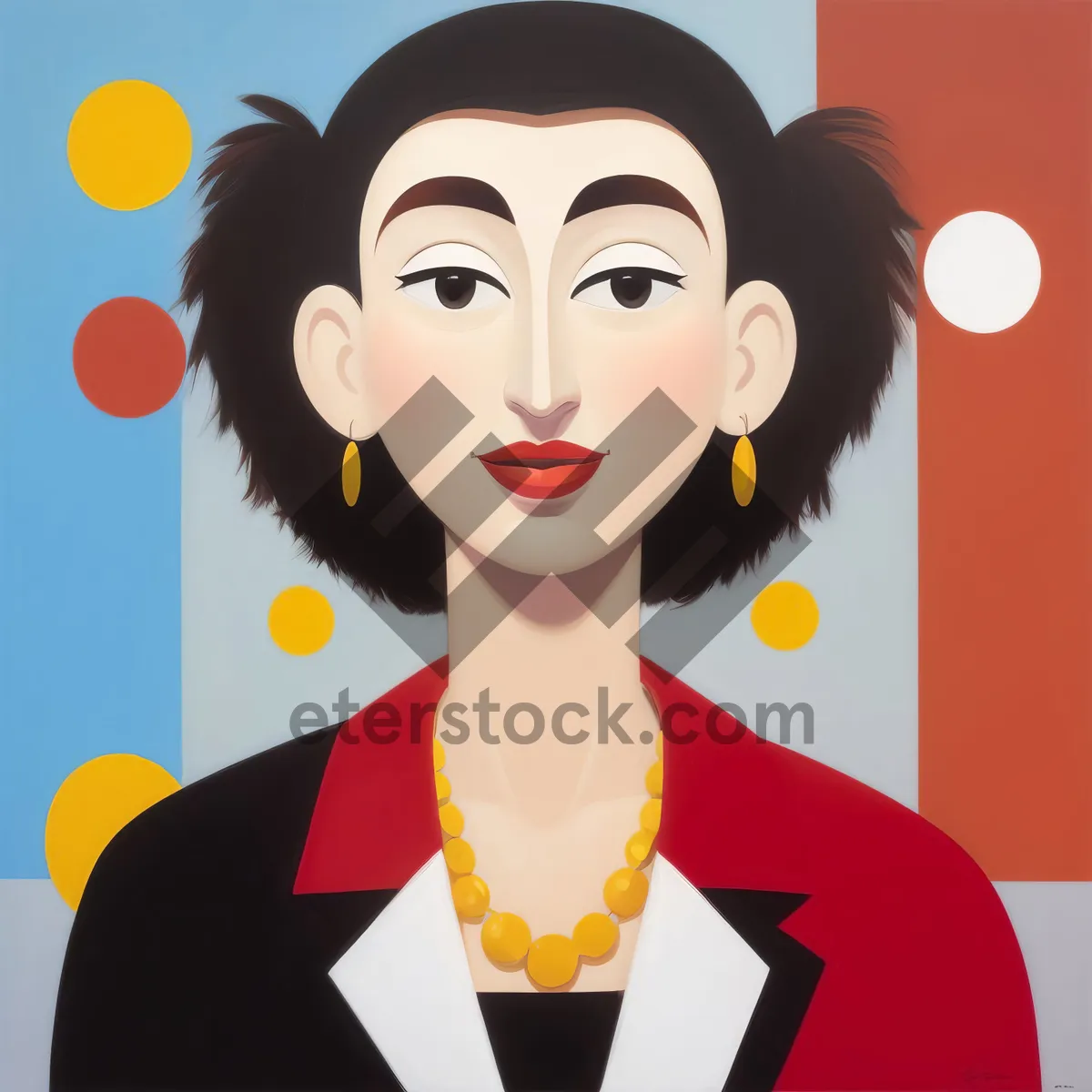 Picture of Cartoon housewife clip art cutout illustration.