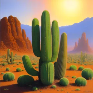 Desert Sky Saguaro: Majestic Cactus Landscape